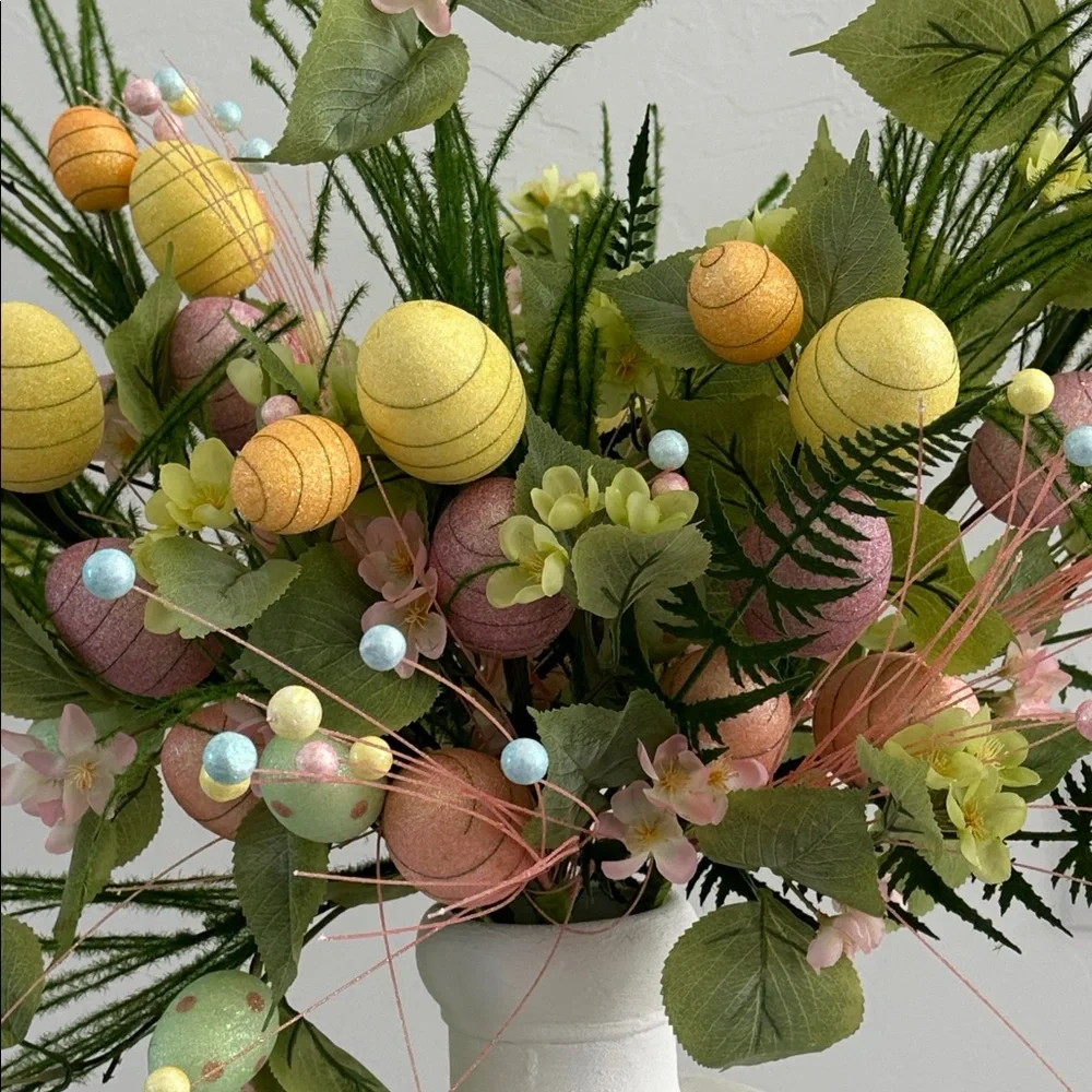 🌸NEW Easter Spring Pastel Floral Arrangement - Yellow & Pink Artificial Bouquet.